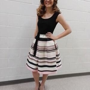 Striped Black and Pink Women's Skirt